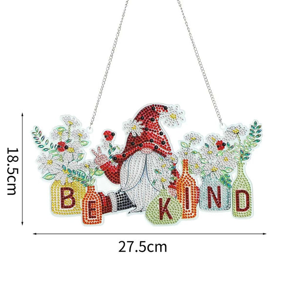 5D Diamond Painting Door Hanger Be Kind Gnome