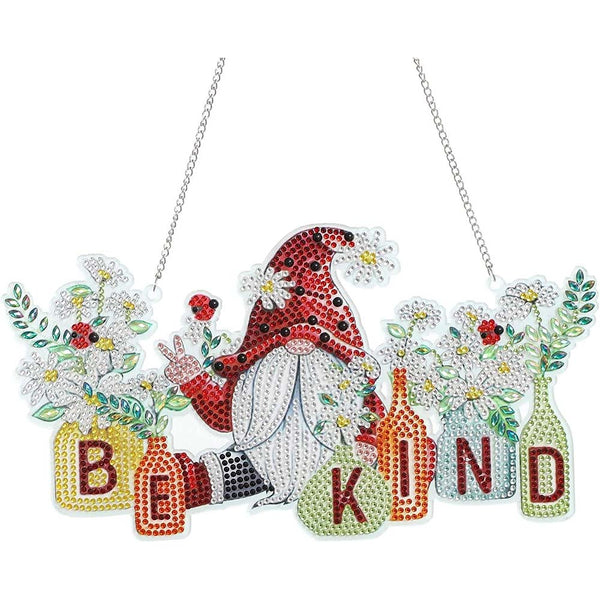 5D Diamond Painting Door Hanger Be Kind Gnome