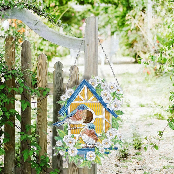 5D Diamond Painting Door Hanger with Double-Sided Birdhouse