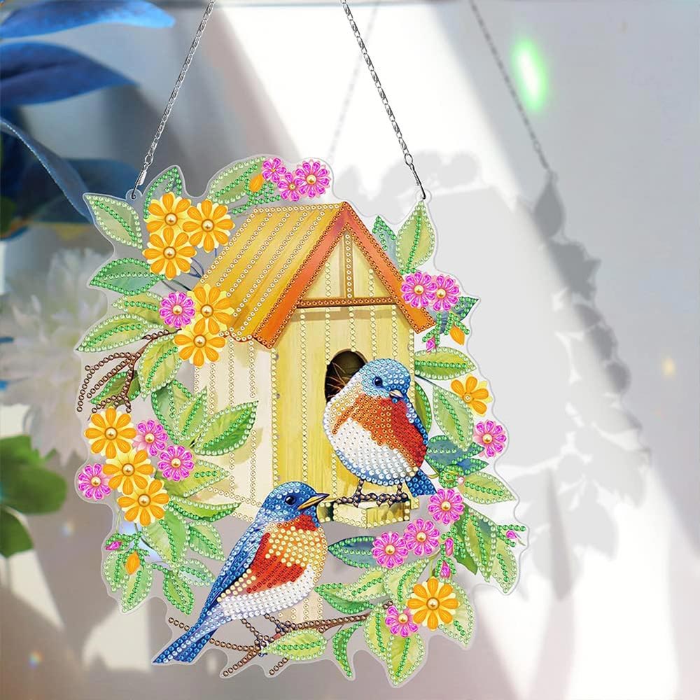 5D Diamond Painting Door Hanger - Double-Sided Birdhouse