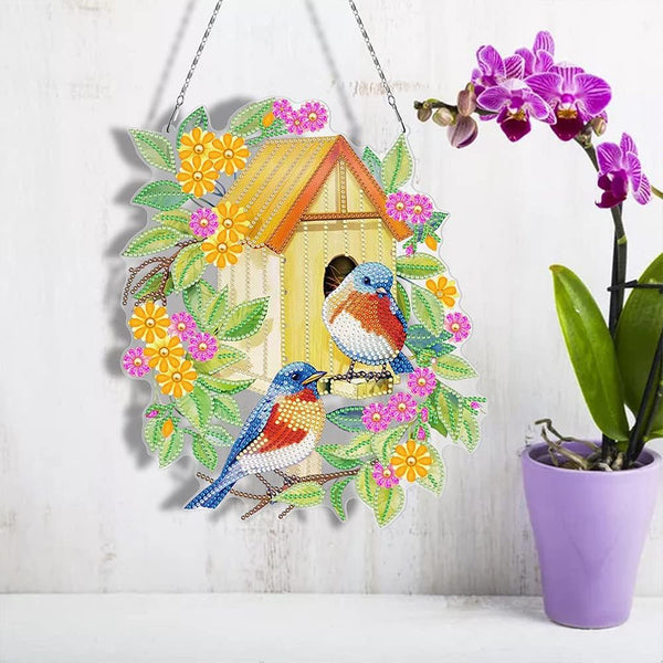 5D Diamond Painting Door Hanger - Double-Sided Birdhouse
