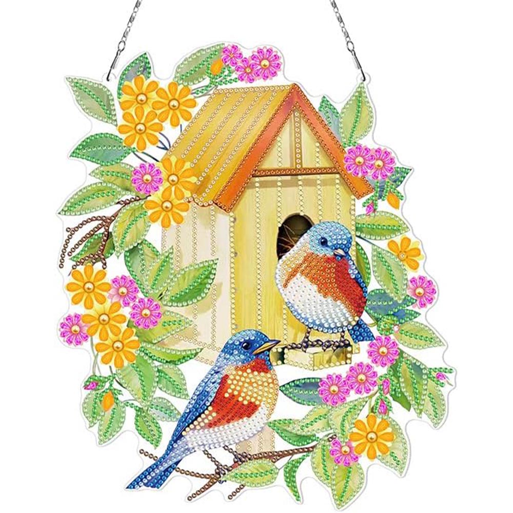 5D Diamond Painting Door Hanger - Double-Sided Birdhouse