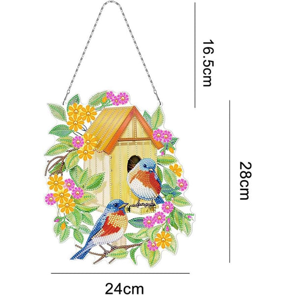 5D Diamond Painting Door Hanger - Double-Sided Birdhouse