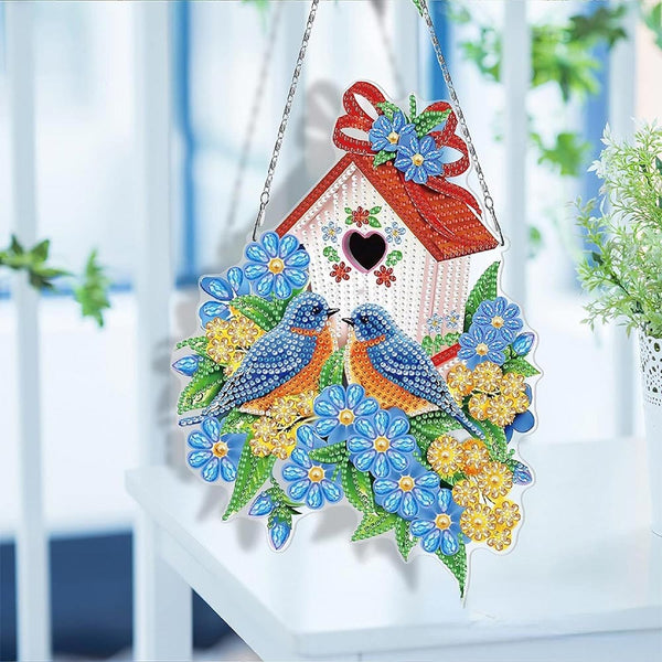 5D Diamond Painting Door Hanger Double-Sided with Birdhouse