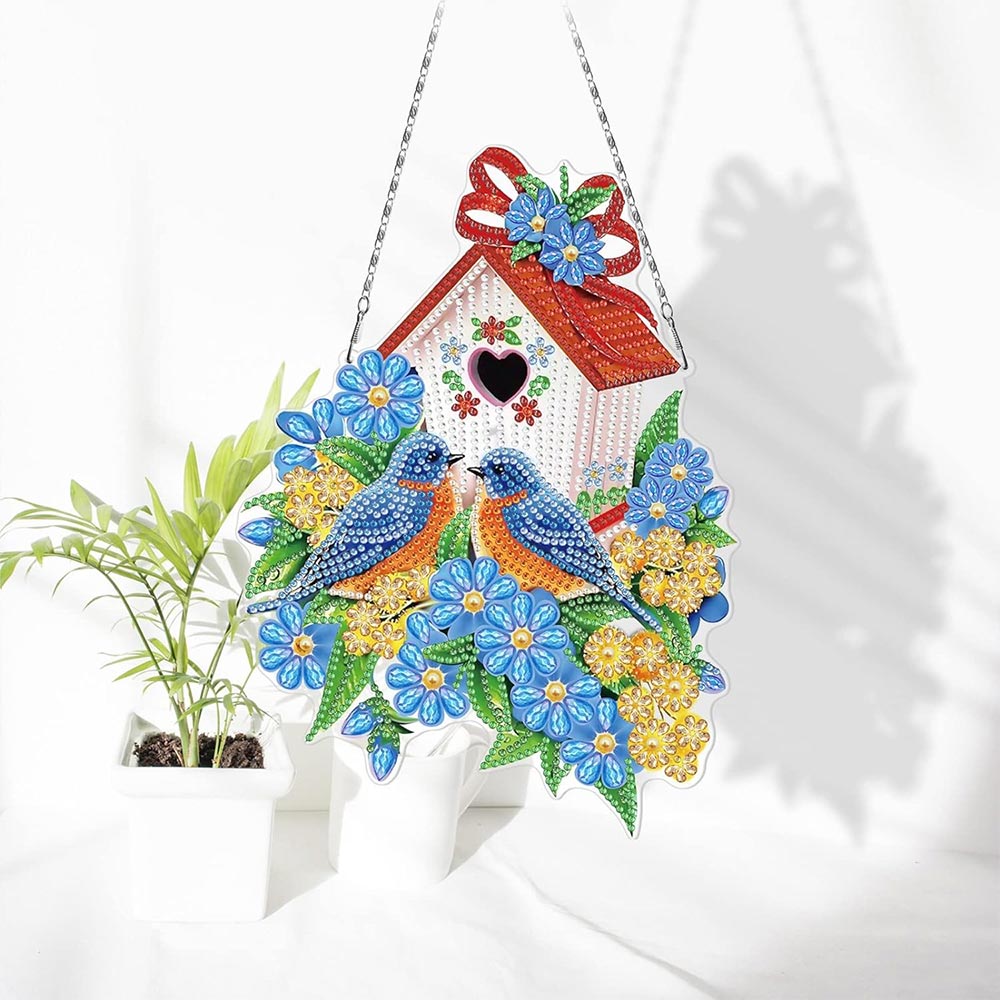 5D Diamond Painting Door Hanger Double-Sided with Birdhouse