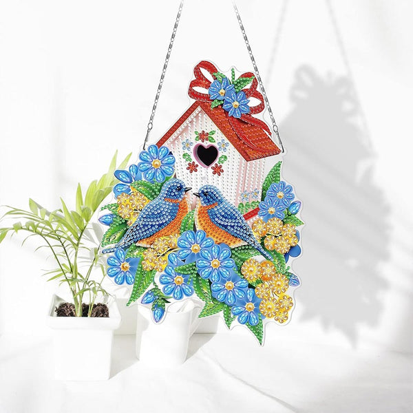 5D Diamond Painting Door Hanger Double-Sided with Birdhouse