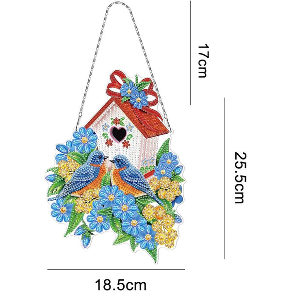 5D Diamond Painting Door Hanger Double-Sided with Birdhouse