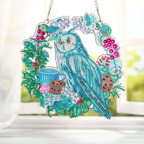 5D Diamond Painting Door Hanger Owl with Flowers