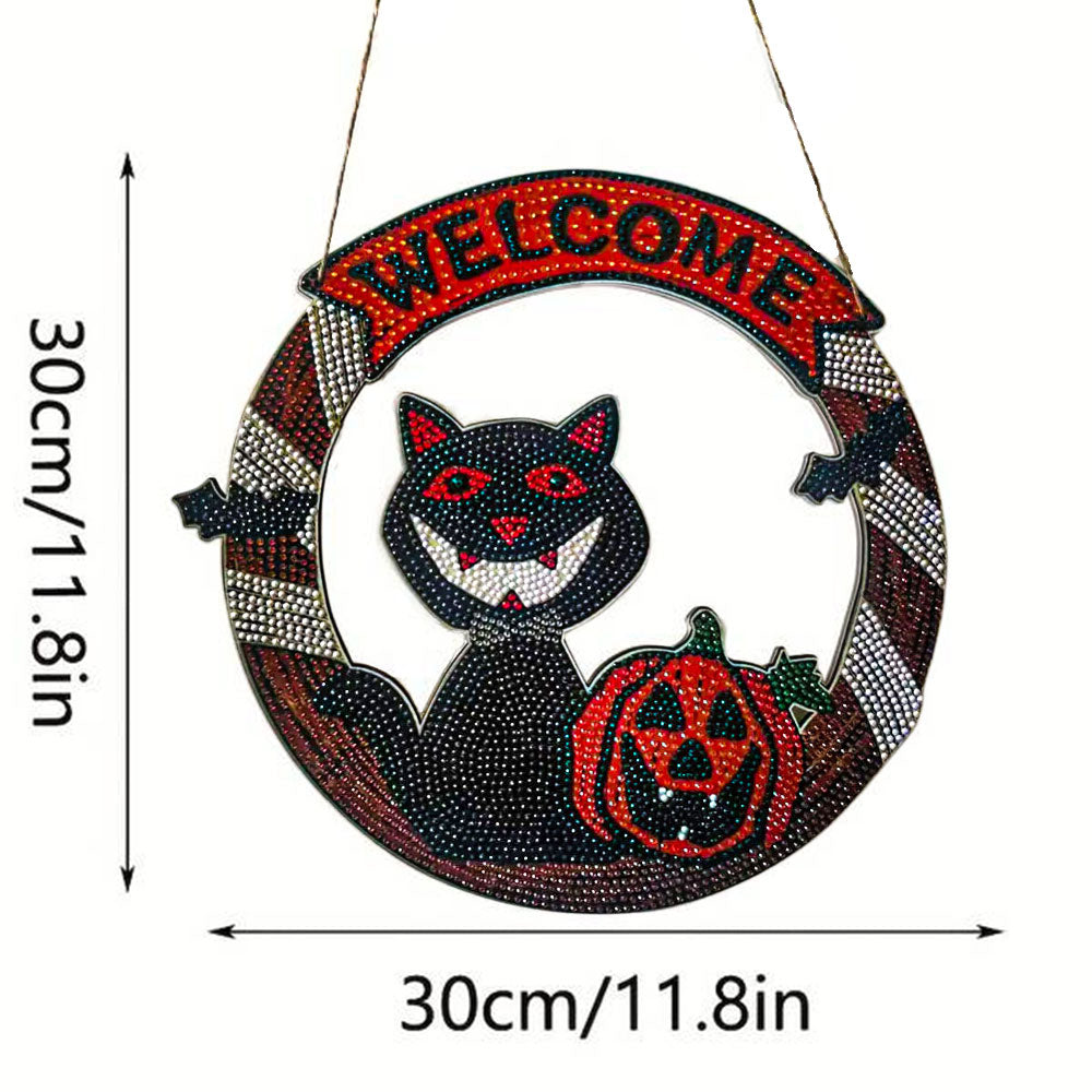 5D Diamond Painting Door Hanger Halloween Cat