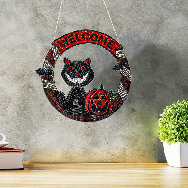 5D Diamond Painting Door Hanger Halloween Cat