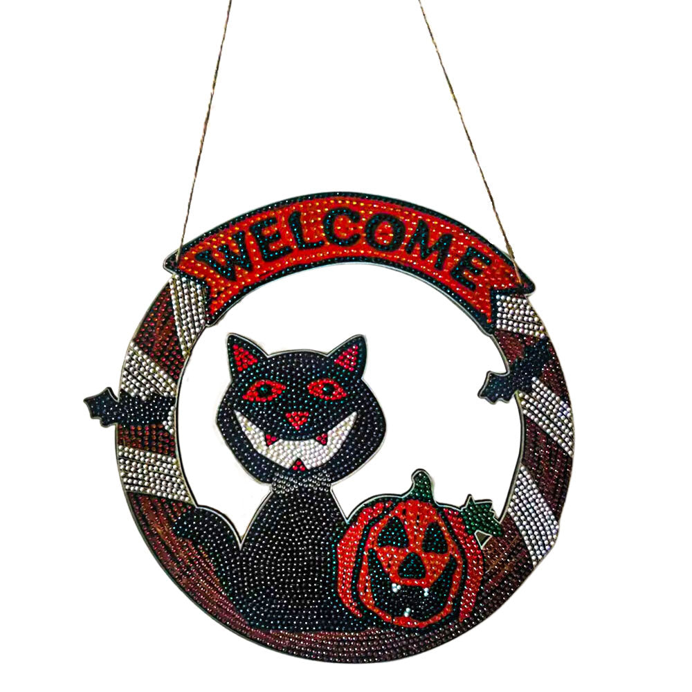 5D Diamond Painting Door Hanger Halloween Cat