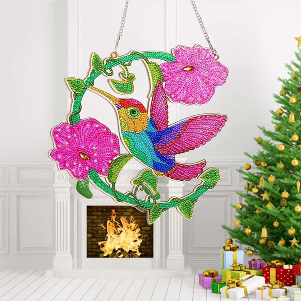 5D Diamond Painting Door Hanger Hummingbird with Flowers