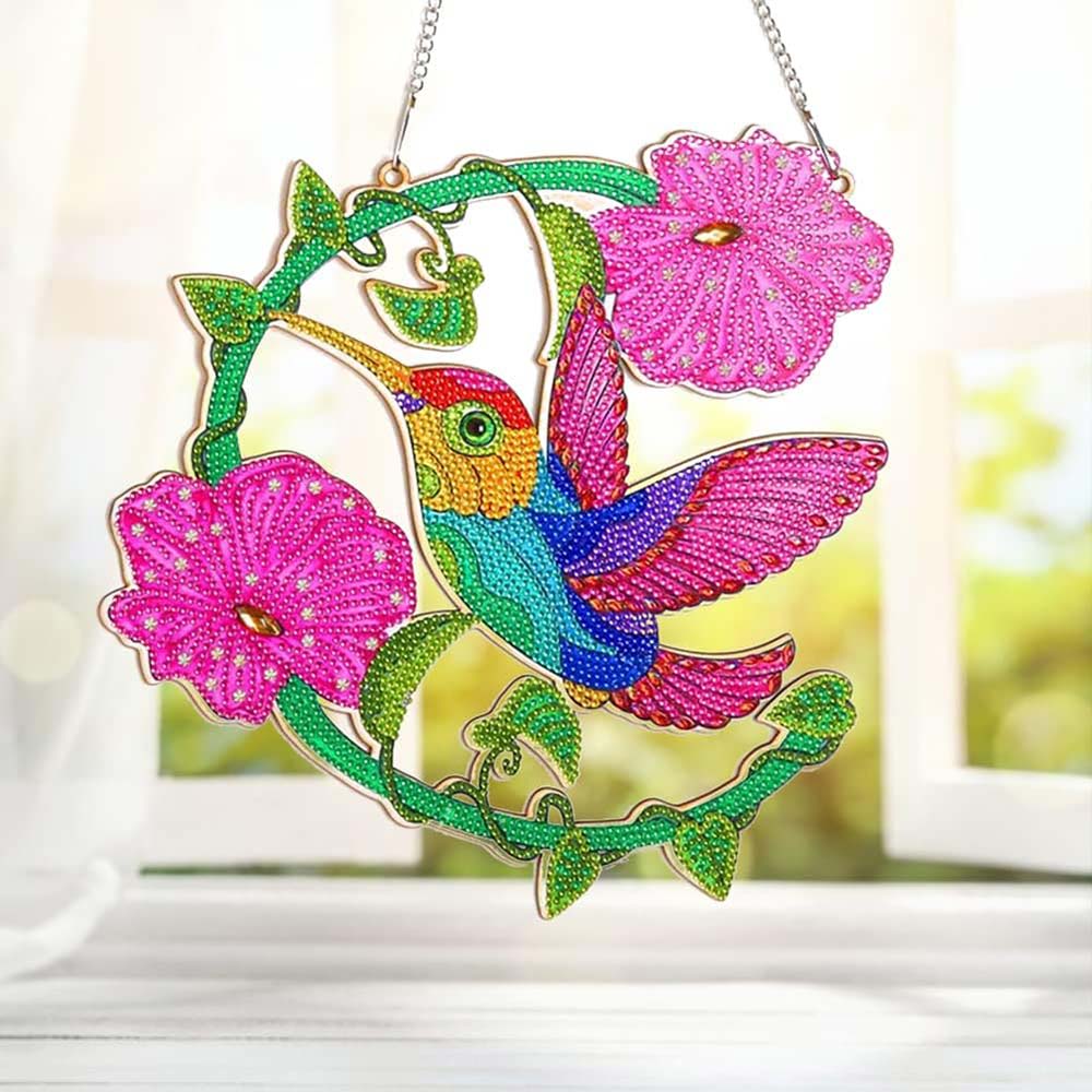 5D Diamond Painting Door Hanger Hummingbird with Flowers