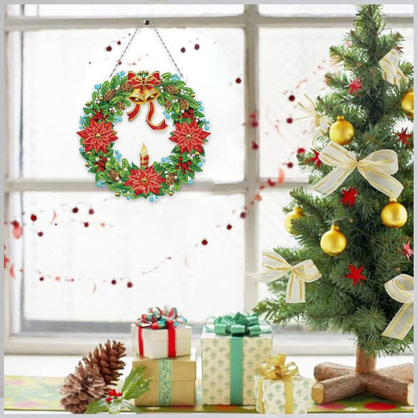 5D Diamond Painting Door Hanger Wreath with LED and Pendant