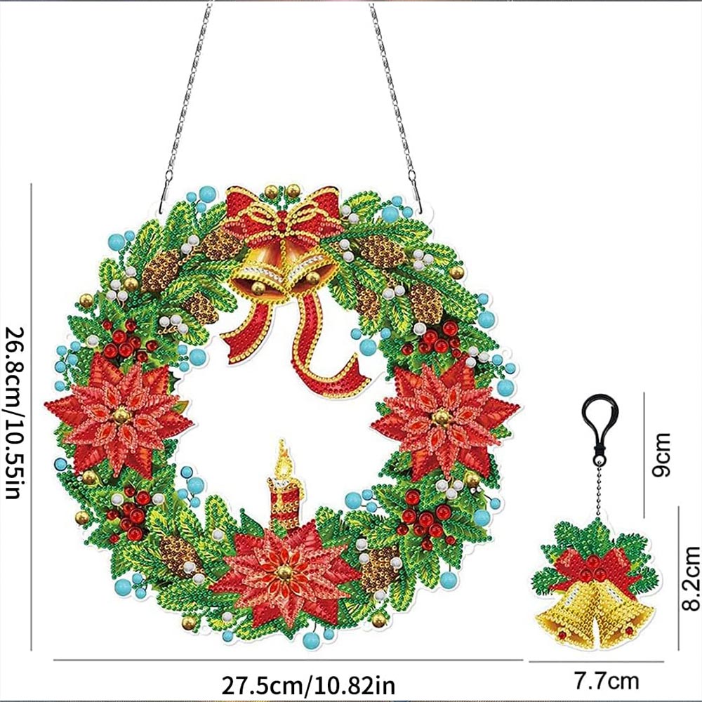 5D Diamond Painting Door Hanger Wreath with LED and Pendant