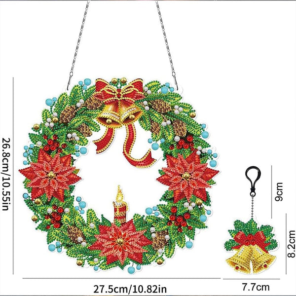 5D Diamond Painting Door Hanger Wreath with LED and Pendant