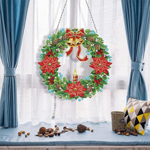 Load image into Gallery viewer, 5D Diamond Painting Door Hanger Wreath with LED and Pendant