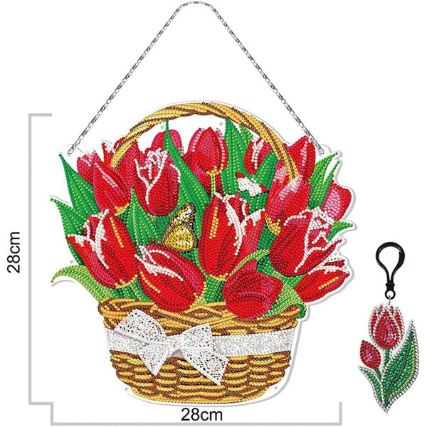 5D Diamond Painting Door Hanger Tulips with LED and Pendant