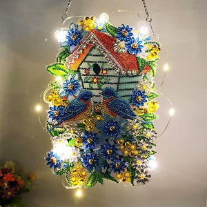 5D Diamond Painting Car Hanging Birdhouse with LED and Pendant