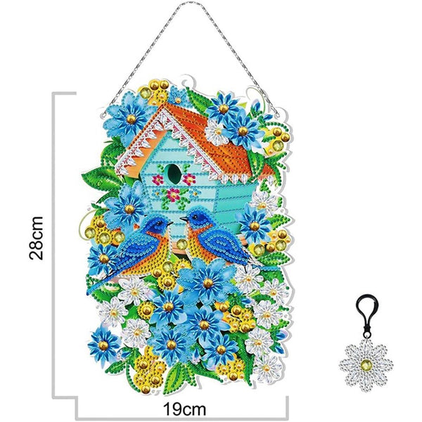 5D Diamond Painting Car Hanging Birdhouse with LED and Pendant