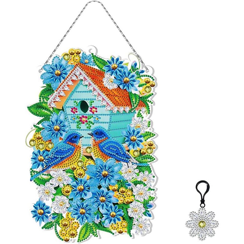 5D Diamond Painting Car Hanging Birdhouse with LED and Pendant