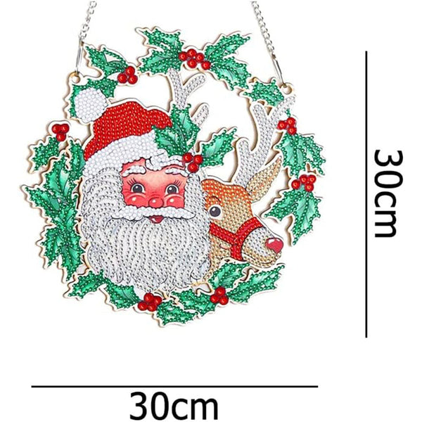 5D Diamond Painting Door Hanger Santa Claus with Reindeer