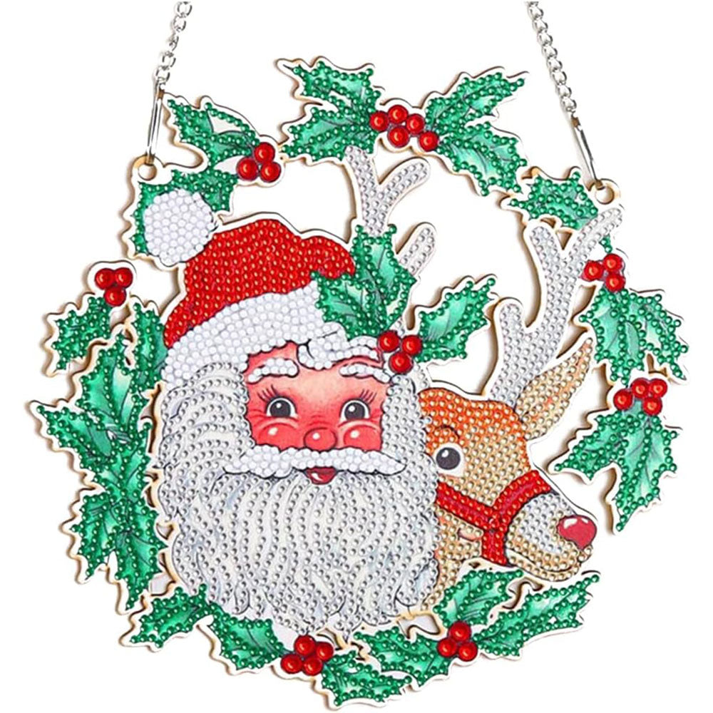 5D Diamond Painting Door Hanger Santa Claus with Reindeer