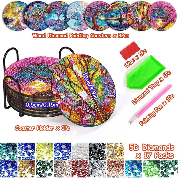 5D Diamond Painting Coaster with Tree of Life