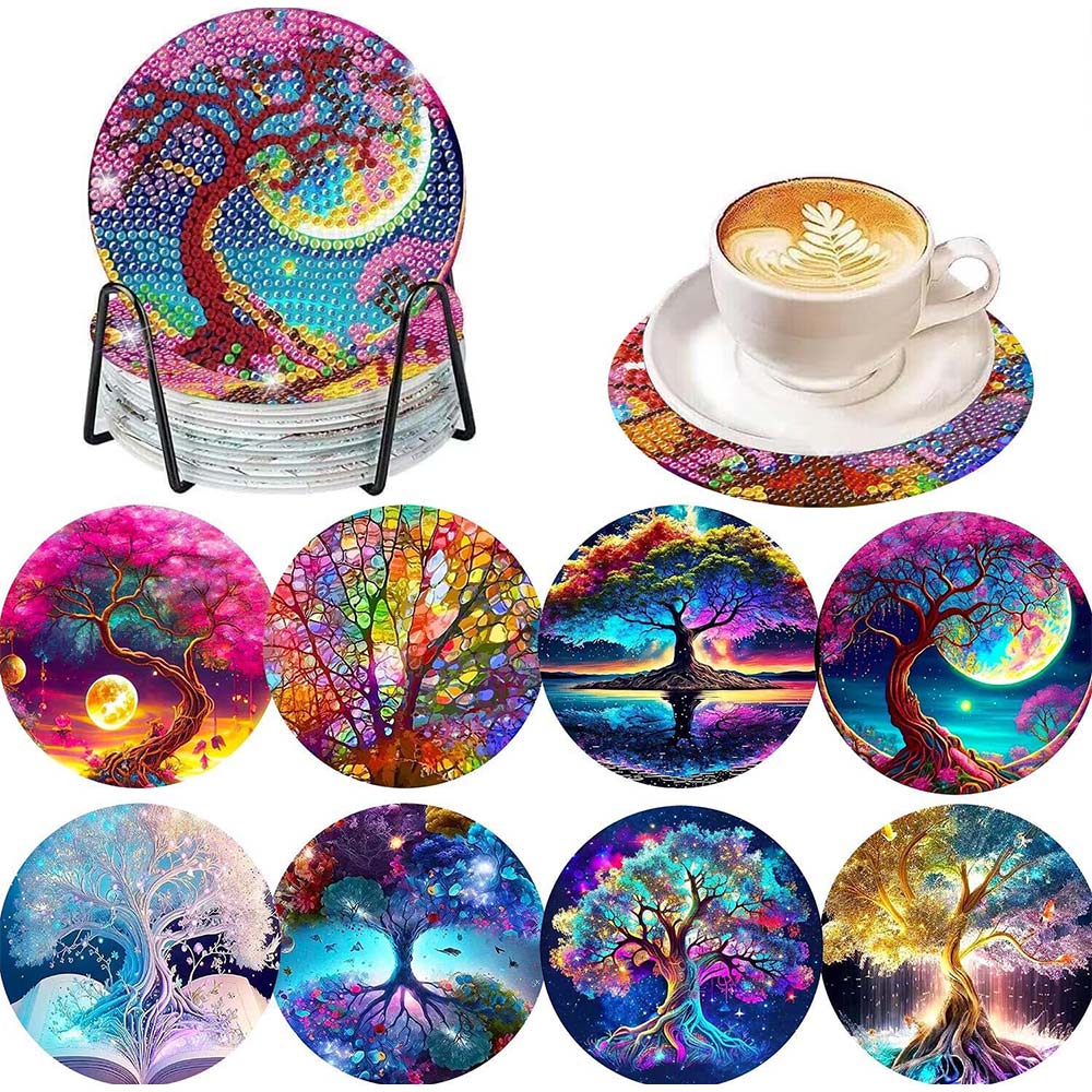 5D Diamond Painting Coaster with Tree of Life