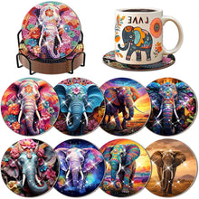 Load image into Gallery viewer, 5D Diamond Painting Coaster Elephants