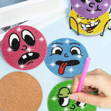 Load image into Gallery viewer, 5D Diamond Painting Coaster Emoji 8 Pieces