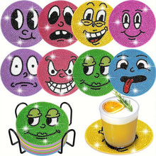 Load image into Gallery viewer, 5D Diamond Painting Coaster Emoji 8 Pieces