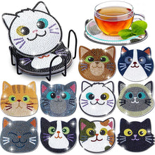 Load image into Gallery viewer, 5D Diamond Painting Coaster Cats 10 Pieces
