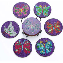 Load image into Gallery viewer, 5D Diamond Painting Coaster Butterflies Purple
