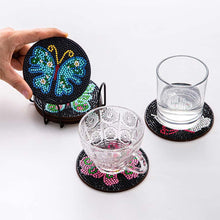 Load image into Gallery viewer, 5D Diamond Painting Coaster Butterflies Black