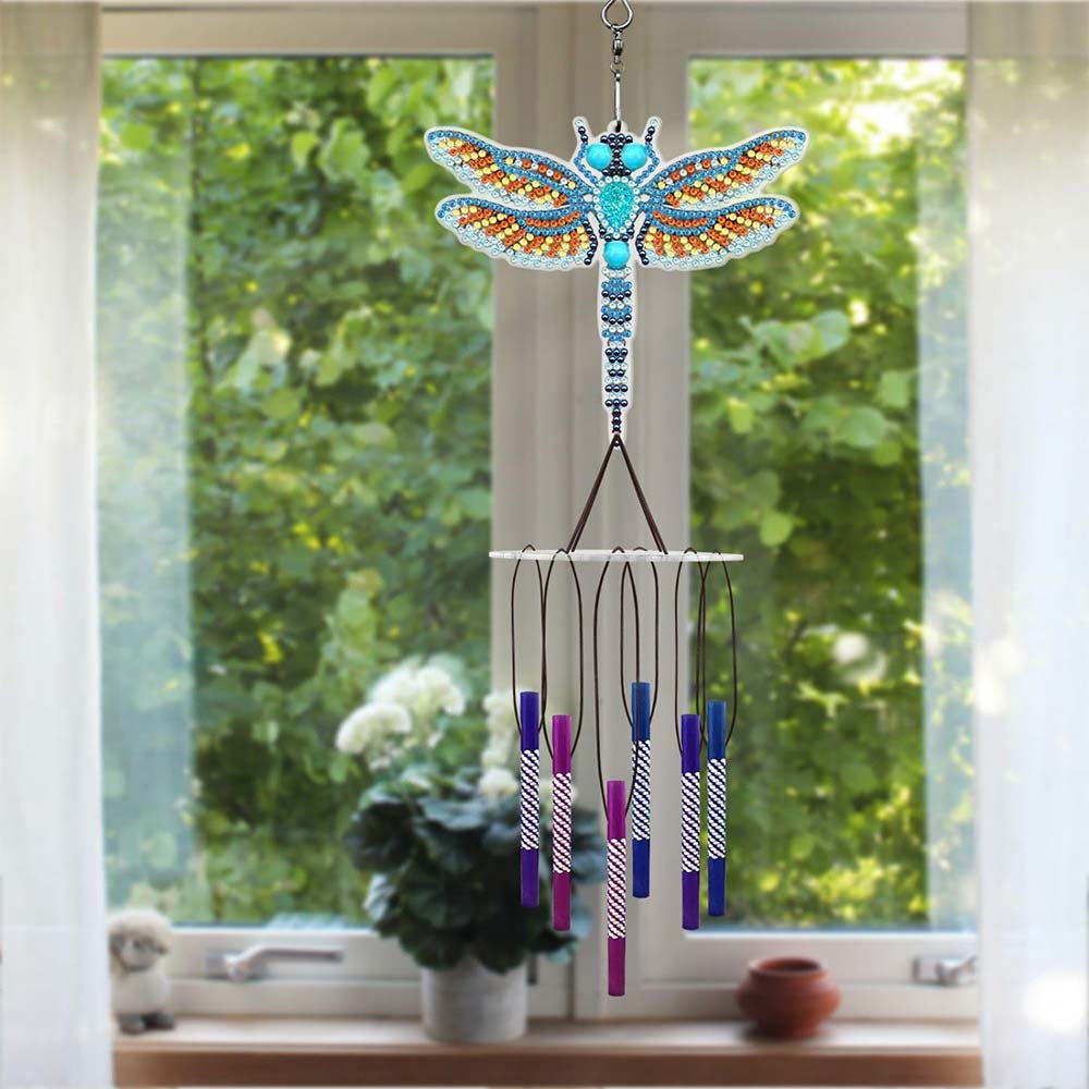 5D Diamond Painting Wind Chime with Dragonfly