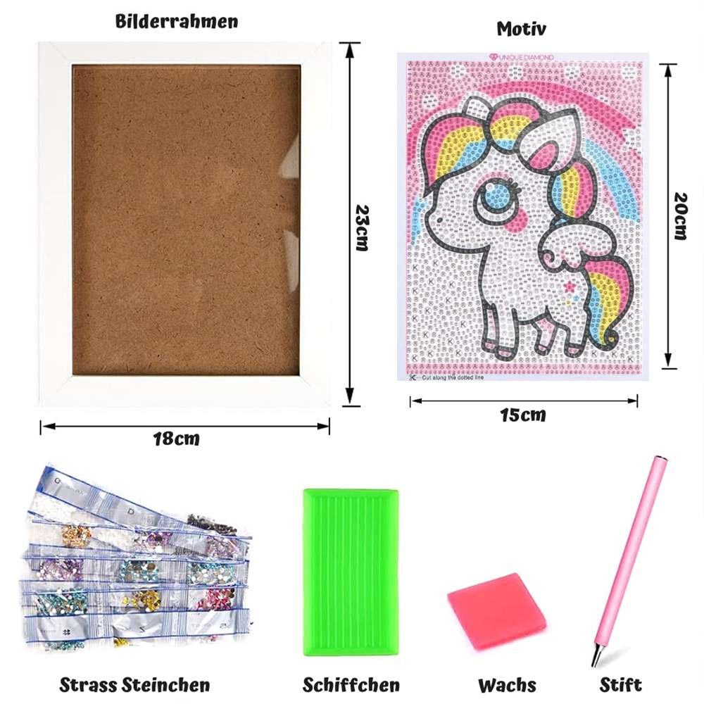 5D Kids Diamond Painting with Unicorn with Picture Frame