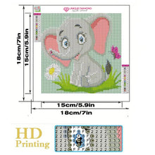 Load image into Gallery viewer, 5D Kids Diamond Painting Elephant with Picture Frame