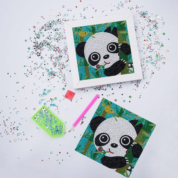 5D Diamond Painting with Panda for Kids with Picture Frame