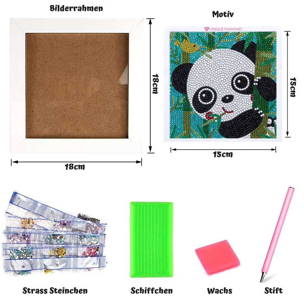 5D Diamond Painting with Panda for Kids with Picture Frame