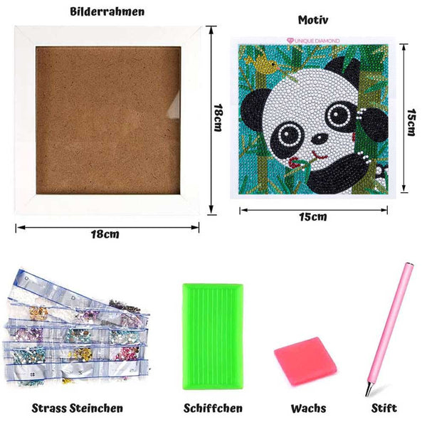 5D Diamond Painting with Panda for Kids with Picture Frame