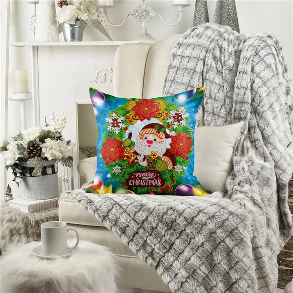 5D Diamond Painting Cushion Cover 11.8"x11.8" Merry Christmas Dwarf