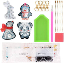 Load image into Gallery viewer, 5D Diamond Painting Keychain Cartoon Animals