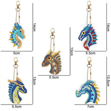 Load image into Gallery viewer, 5D Diamond Painting Keychain Dragon 5 Pieces