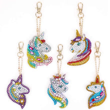 Load image into Gallery viewer, 5D Diamond Painting Keychain Unicorns 5 Pieces