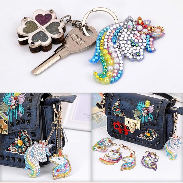 5D Diamond Painting Keychain Unicorns 5 Pieces
