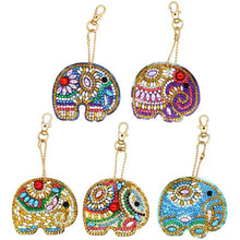 Load image into Gallery viewer, 5D Diamond Painting Keychain Elephants 5 Pieces