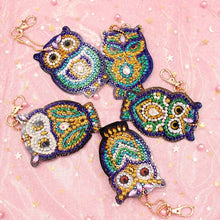 Load image into Gallery viewer, 5D Diamond Painting Keychain Owls Set of 5 Pieces