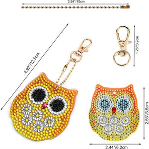 5D Diamond Art Keychain Owls 5 Pieces