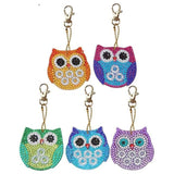 5D Diamond Art Keychain Owls 5 Pieces